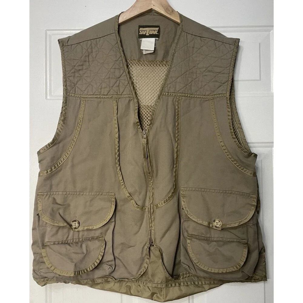 SAFTBAK Mens XL Hunting Fishing Vest Khaki Outdoors